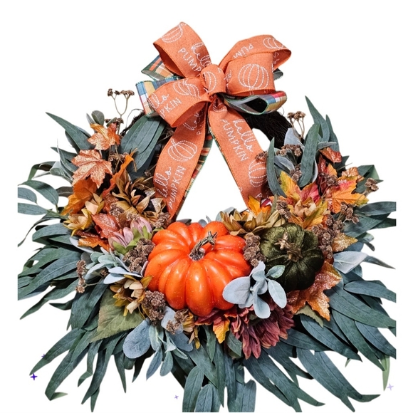 Hello Pumpkin fall wreath - Picture 4 of 9